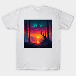 Vibrant Valheim Inspired Sunset T-Shirt